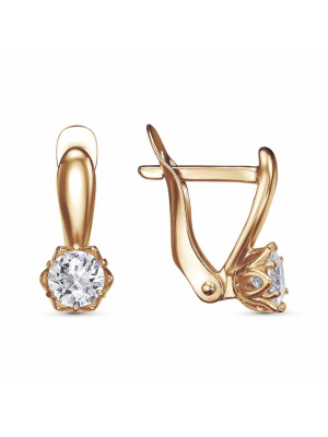 Серьги бижутерия, покрытие - золочение, вставка - фианит (недрагоценный камень)