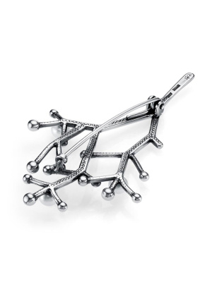 Брошь серебро 925 пробы, покрытие - оксидирование, вставка - культивированный жемчуг