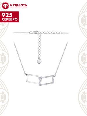 Колье серебро 925 пробы, покрытие - родирование, вставка - фианит (недрагоценный камень)
