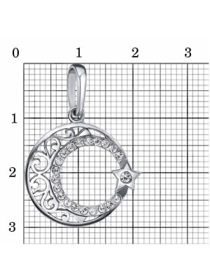 Подвеска бижутерия, покрытие - серебрение с оксидированием, вставка - стекло ювелирное preciosa