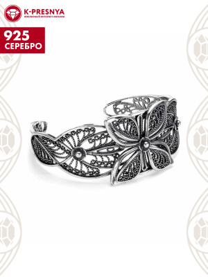 Браслет серебро 925 пробы, покрытие - оксидирование, без вставок