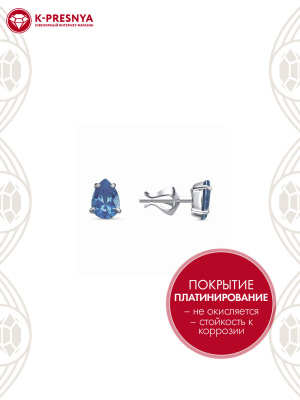 Серьги серебро 925 пробы, покрытие - платинирование, вставка - фианит (недрагоценный камень)