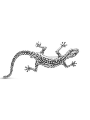 Брошь бижутерия, покрытие - серебрение с оксидированием, без вставок