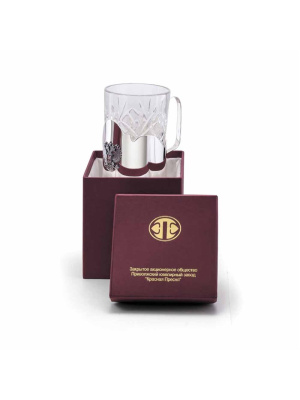 Подстаканник "отечество" серебро 925 пробы, покрытие - оксидирование, отделка - эмаль, без вставок