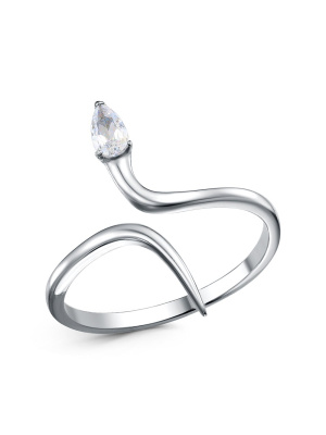 Кольцо бижутерия, покрытие - платинирование, вставка - фианит (недрагоценный камень)