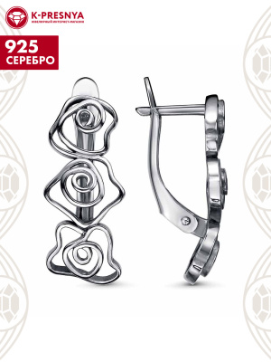 Серьги серебро 925 пробы, покрытие - оксидирование, без вставок