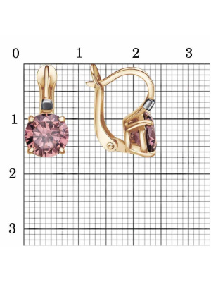 Серьги серебро 925 пробы, покрытие - золочение, выборочное родирование, вставка - фианит (недрагоценный камень)