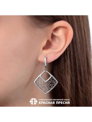 Серьги серебро 925 пробы, покрытие - оксидирование, без вставок