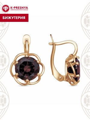 Серьги бижутерия, покрытие - золочение, вставка - фианит (недрагоценный камень)