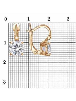 Серьги бижутерия, покрытие - золочение, вставка - фианит (недрагоценный камень)
