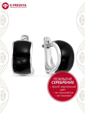 Серьги бижутерия, покрытие - серебрение, отделка - эмаль, без вставок