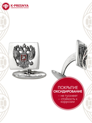 Запонки серебро 925 пробы, покрытие - оксидирование, отделка - эмаль, без вставок