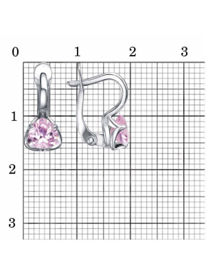 Серьги бижутерия, покрытие - серебрение, вставка - фианит (недрагоценный камень)