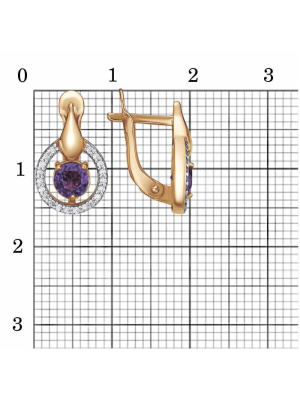 Серьги серебро 925 пробы, покрытие - золочение, выборочное родирование