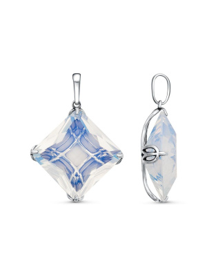 Подвеска бижутерия, покрытие - серебрение с оксидированием, вставка - стекло ювелирное собственной огранки