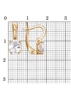 Серьги бижутерия, покрытие - золочение, вставка - фианит (недрагоценный камень)