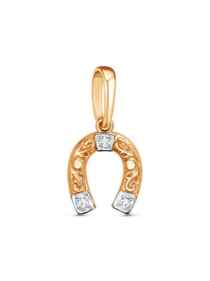 Подвеска серебро 925 пробы, покрытие - золочение, выборочное родирование, вставка - фианит (недрагоценный камень)