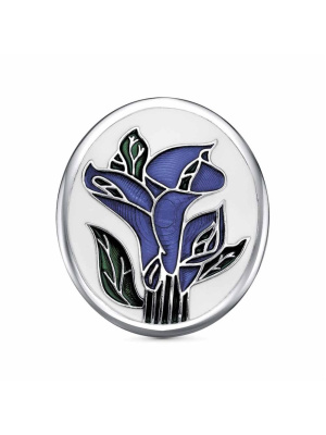 Брошь серебро 925 пробы, покрытие - платинирование, отделка - эмаль, без вставок