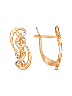 Серьги бижутерия, покрытие - золочение, отделка - алмазная грань, без вставок