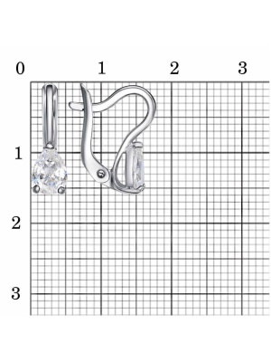 Серьги серебро 925 пробы, покрытие - платинирование, вставка - фианит (недрагоценный камень)
