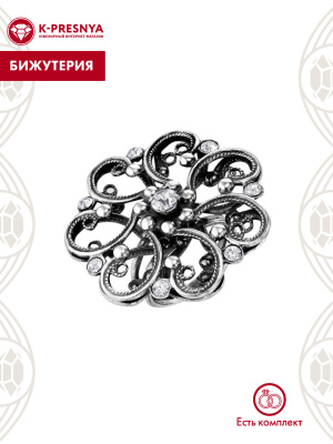 Кольцо бижутерия, покрытие - серебрение с оксидированием, вставка - стекло ювелирное preciosa