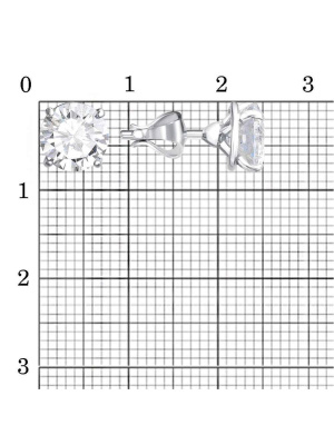 Серьги серебро 925 пробы, покрытие - родирование, вставка - фианит (недрагоценный камень)