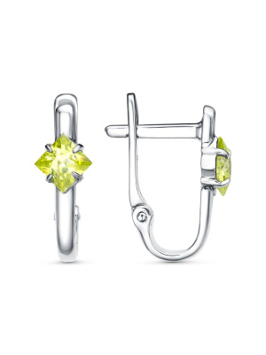 Серьги серебро 925 пробы, покрытие - платинирование, вставка - фианит (недрагоценный камень)