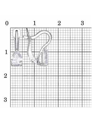 Серьги бижутерия, покрытие - платинирование, вставка - фианит (недрагоценный камень)