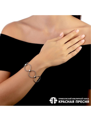 Браслет серебро 925 пробы, покрытие - оксидирование, без вставок