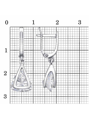 Серьги серебро 925 пробы, покрытие - платинирование, вставка - фианит (недрагоценный камень)