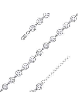 Браслет серебро 925 пробы, покрытие - платинирование, вставка - фианит (недрагоценный камень)