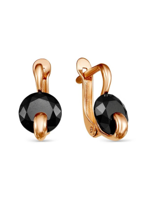 Серьги бижутерия, покрытие - золочение, вставка - фианит (недрагоценный камень)