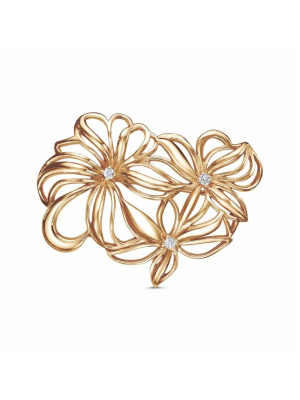 Брошь бижутерия, покрытие - золочение, вставка - фианит (недрагоценный камень)