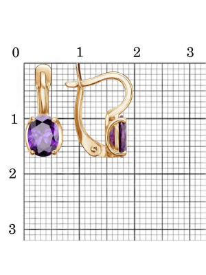Серьги бижутерия, покрытие - золочение, вставка - фианит (недрагоценный камень)
