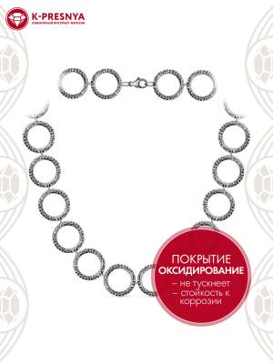 Колье серебро 925 пробы, покрытие - оксидирование, без вставок
