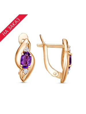 Серьги серебро 925 пробы, покрытие - золочение, выборочное родирование