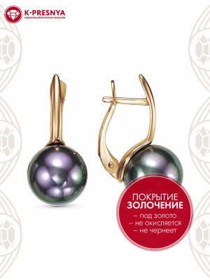 Серьги серебро 925 пробы, покрытие - золочение, вставка - имитация жемчуга
