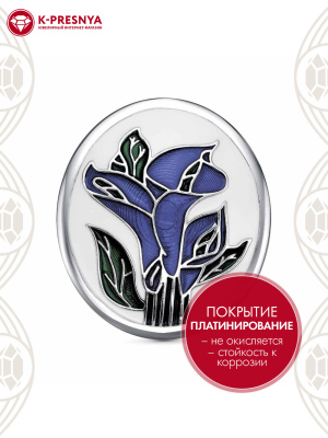 Брошь серебро 925 пробы, покрытие - платинирование, отделка - эмаль, без вставок