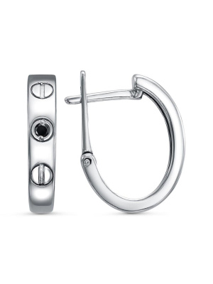 Серьги серебро 925 пробы, покрытие - родирование, вставка - фианит (недрагоценный камень)