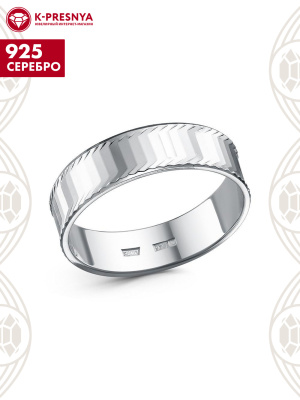 Кольцо серебро 925 пробы, покрытие - родирование, отделка - алмазная грань, без вставок