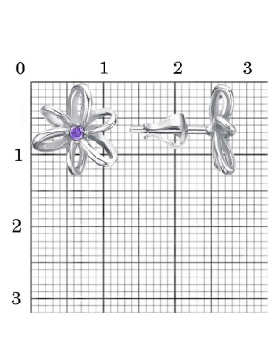Серьги серебро 925 пробы, покрытие - платинирование, вставка - фианит (недрагоценный камень)