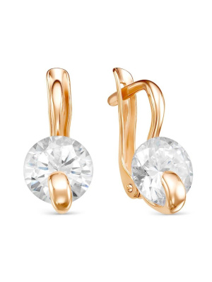 Серьги бижутерия, покрытие - золочение, вставка - фианит (недрагоценный камень)