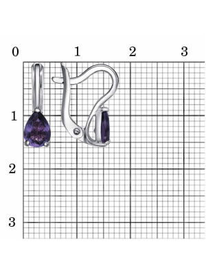 Серьги серебро 925 пробы, покрытие - платинирование, вставка - аметист (полудрагоценный камень)