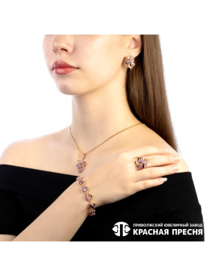 Браслет бижутерия, покрытие - золочение, вставка - фианит (недрагоценный камень)