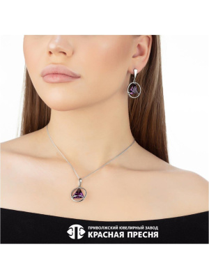 Подвеска серебро 925 пробы, покрытие - платинирование, вставка - фианит (недрагоценный камень)