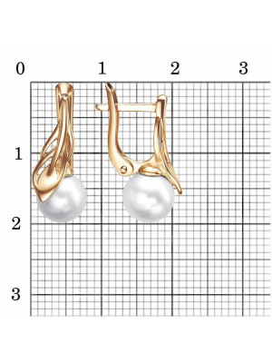 Серьги серебро 925 пробы, покрытие - золочение, вставка - имитация жемчуга