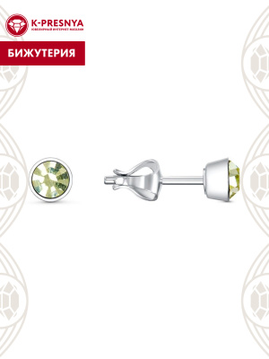 Серьги бижутерия, покрытие - серебрение, вставка - стекло ювелирное preciosa