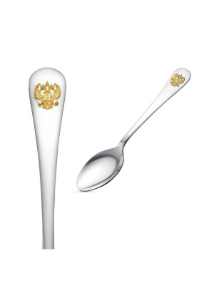 Ложка столовая "герб" серебро 925 пробы, покрытие - выборочное золочение, без вставок