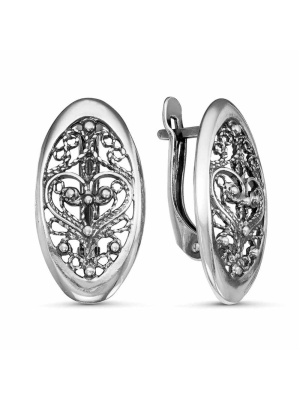 Серьги серебро 925 пробы, покрытие - оксидирование, без вставок