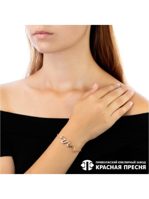 Браслет серебро 925 пробы, покрытие - золочение, без вставок